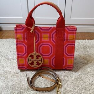 Tory Burch 🛑 Octagon Mini Pink and Red Tote